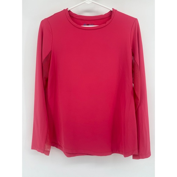 IBKUL Womens Activewear Long Sleeve Top Mesh Panels Bright Pink Size M - Picture 1 of 7